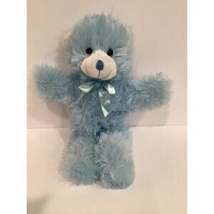 A Mart Corp Plush Blue Teddy Bear Stuffed Animal with Satin Bow Soft Toy